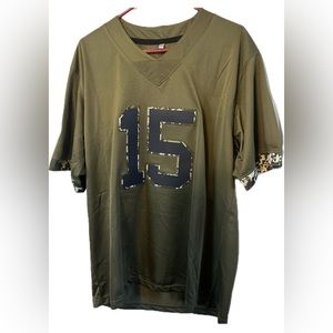 Men’s OD green, size medium, unbranded Patrick Mahomes jersey- #15.